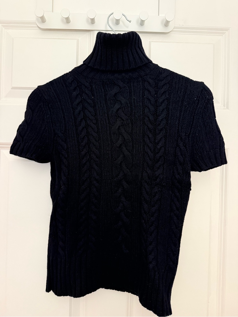 Banana Republic Wool Cable-Knit Short-Sleeve Turtleneck